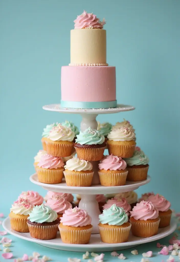 10 Adorable Gender Reveal Cake Ideas with Pastel Colors That'll Melt Hearts (You Won't Believe #4 Cute Design!) - 5. Cupcake Tower Cake