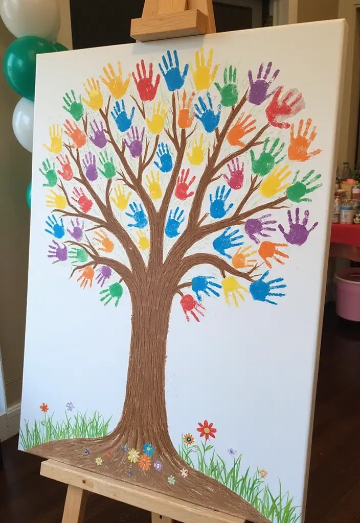 10 Creative Baby Shower Guest Book Ideas That'll Make You Cherish Memories Forever! - 3. Handprint Tree Artwork