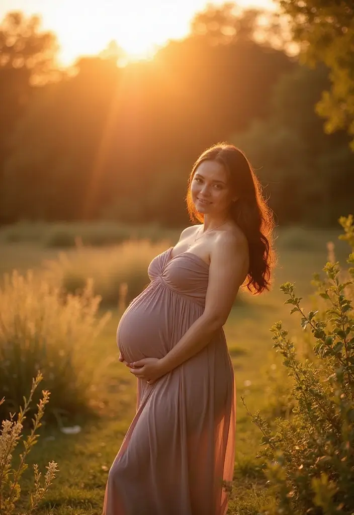 10 Precious Baby Bump Photo Ideas You Have To See Before Baby Arrives - 1. The Golden Hour Glow