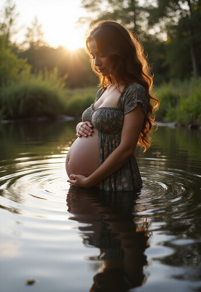 10 Precious Baby Bump Photo Ideas You Have To See Before Baby Arrives - 10. Water Reflections