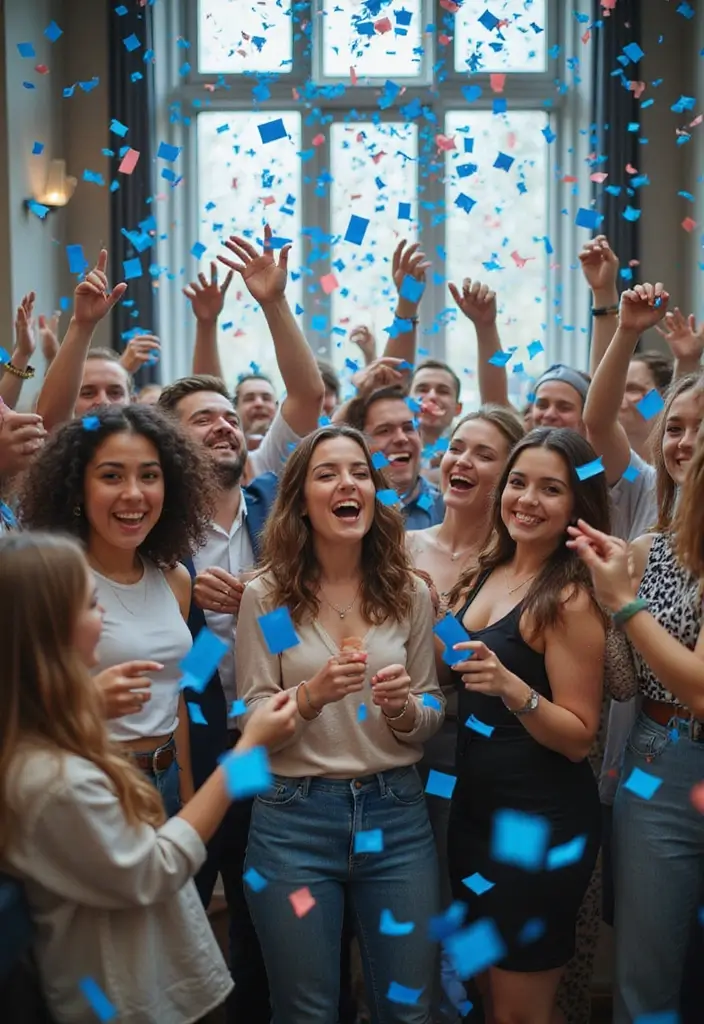 12 Heart-Pounding Confetti Popper Ideas to Reveal Your Baby Boy's Gender (You Won't Believe #9!) - 11. Confetti Streamer Grab