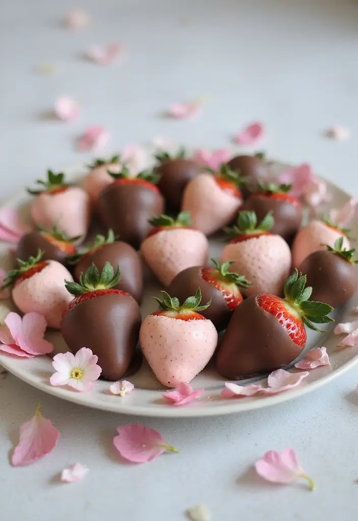 13 Themed Baby Shower Food Ideas That Tie Your Decor Together (Pastel Perfection!) - 12. Pastel Chocolate-Covered Strawberries