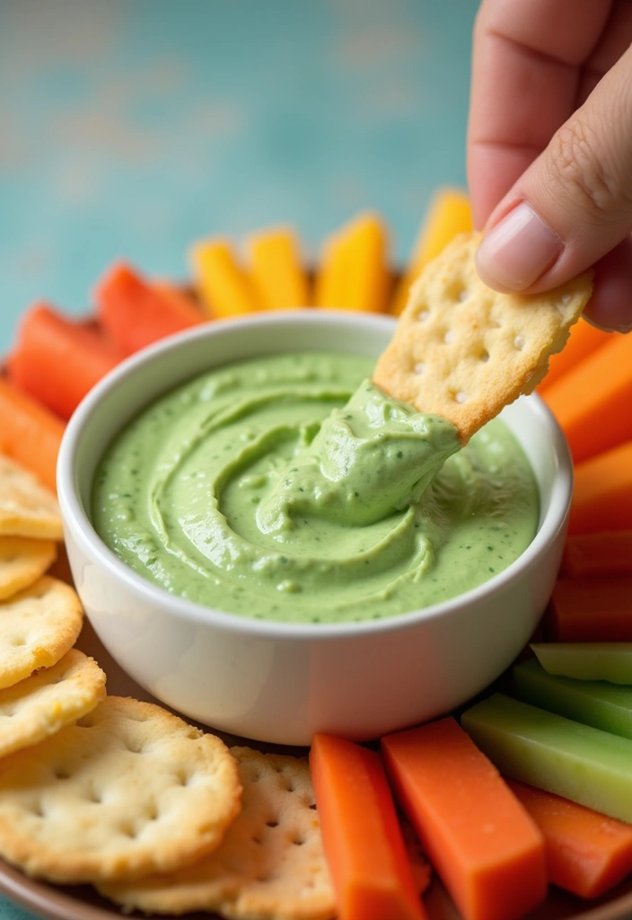 13 Themed Baby Shower Food Ideas That Tie Your Decor Together (Pastel Perfection!) - 4. Minty Pea and Cream Cheese Dip