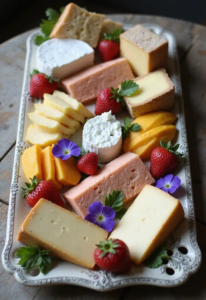 13 Themed Baby Shower Food Ideas That Tie Your Decor Together (Pastel Perfection!) - 6. Floral-Themed Cheese Platter