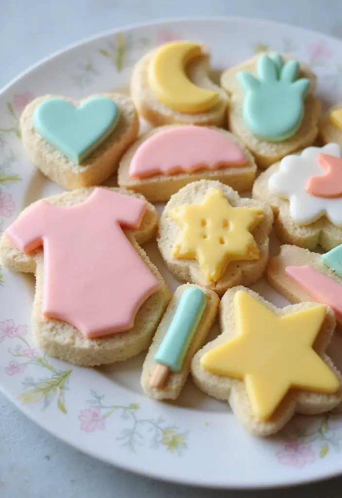 13 Themed Baby Shower Food Ideas That Tie Your Decor Together (Pastel Perfection!) - 8. Baby Shower Sandwiches with a Twist