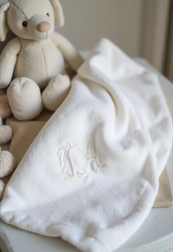 14 Personalized Baby Gifts That Feel Thoughtful and Unique (Monogram Magic #9!) - 2. Monogrammed Baby Blanket