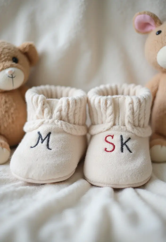 14 Personalized Baby Gifts That Feel Thoughtful and Unique (Monogram Magic #9!) - 7. Monogrammed Baby Booties