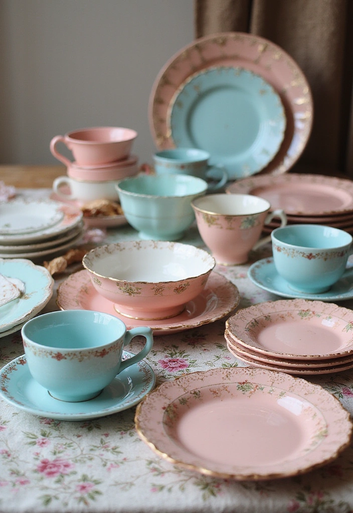 14 Thrifted Baby Shower Decor Ideas That Spark Joy and Save Cash (You Have to See #5!) - 6. Thrifted Tableware