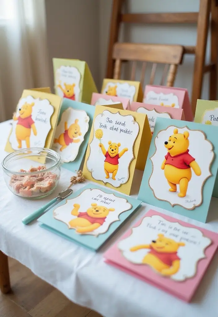 15 Adorable Winnie the Pooh Baby Shower Ideas That Will Make Your Guests Go 'Aww!' - 1. Pooh Bear Invitation Cards