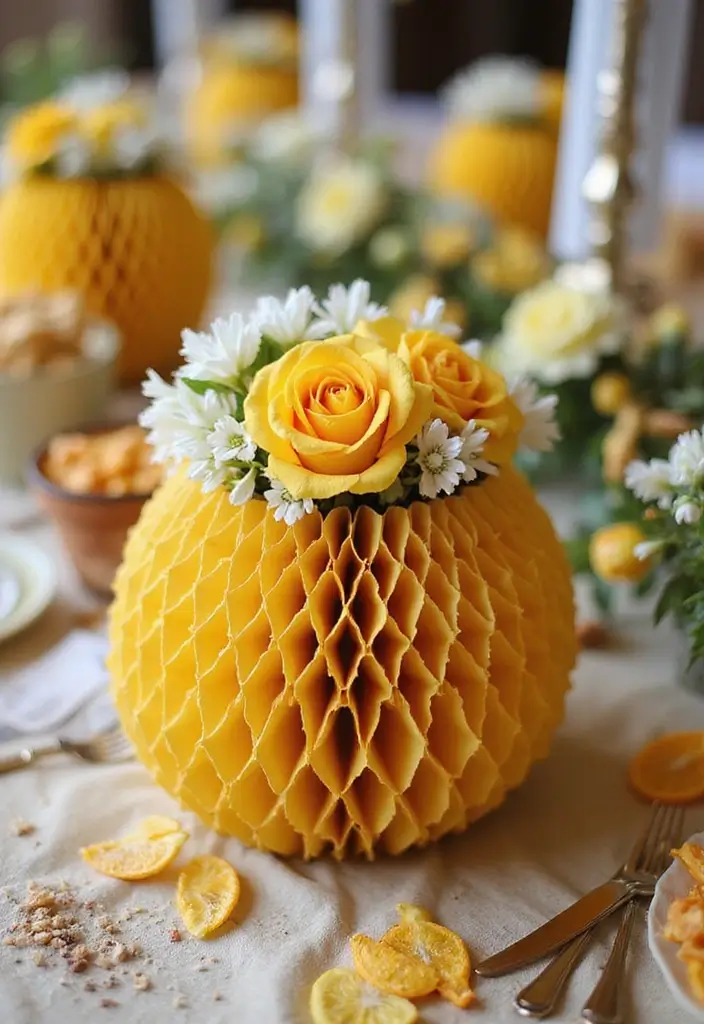 15 Adorable Winnie the Pooh Baby Shower Ideas That Will Make Your Guests Go 'Aww!' - 2. Honeycomb Centerpieces