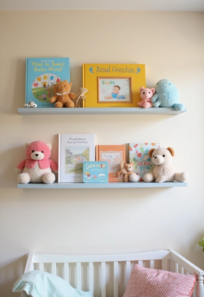18 Small Nursery Ideas That Prove You Don’t Need Space to Be Stylish (#9 Is a Game-Changer!) - 1. Floating Shelves for Essentials