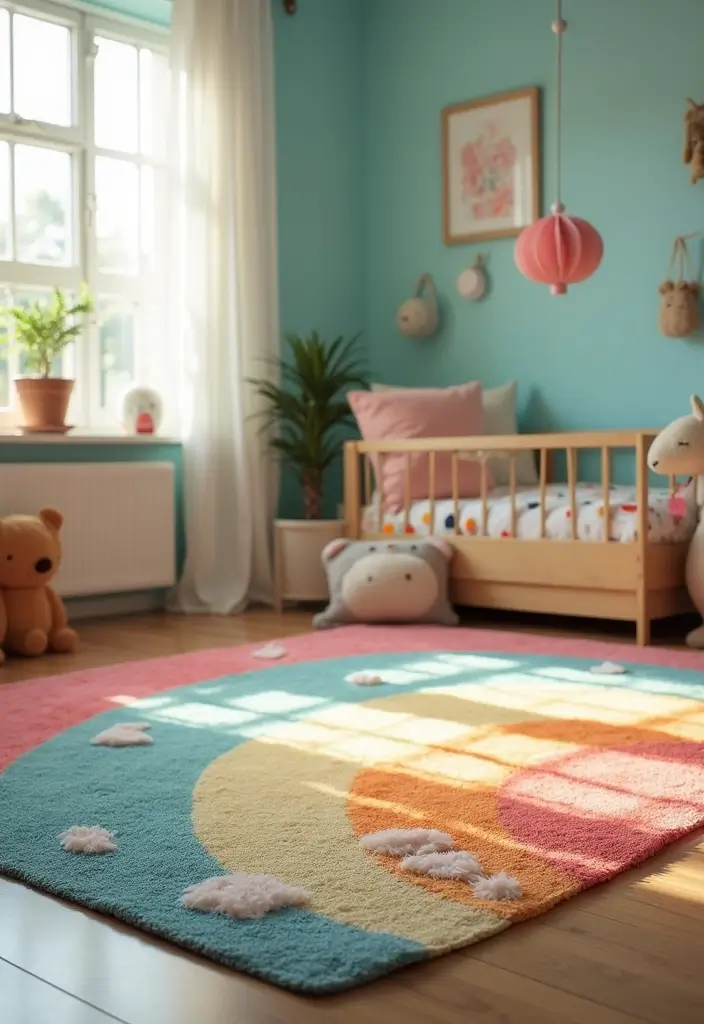 18 Small Nursery Ideas That Prove You Don’t Need Space to Be Stylish (#9 Is a Game-Changer!) - 13. Colorful Rugs to Define Space