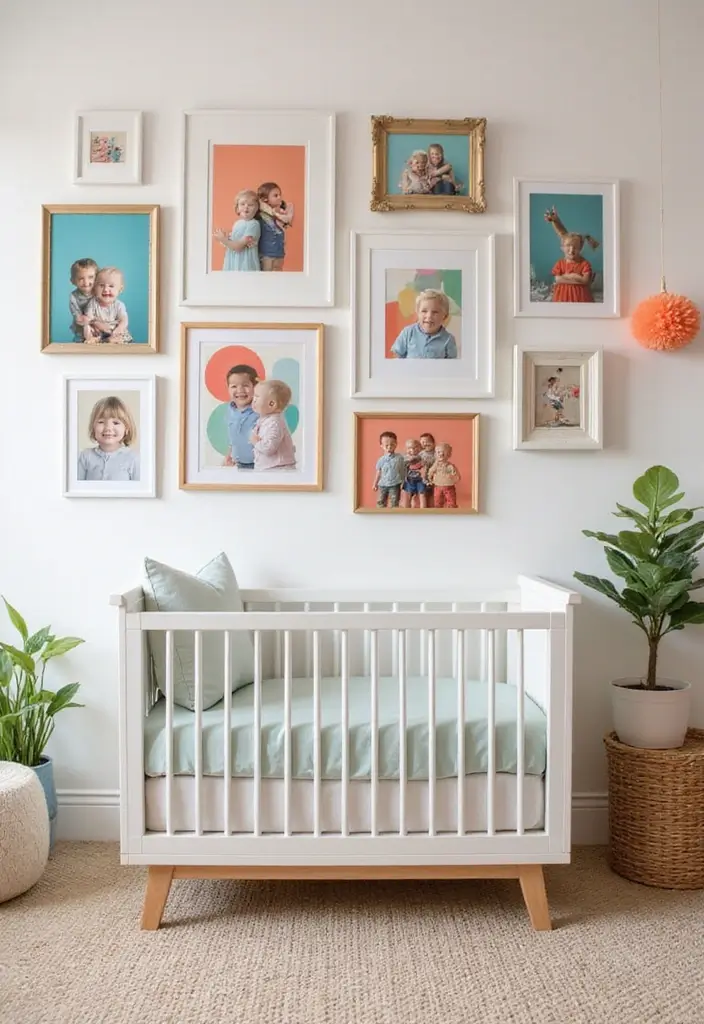 18 Small Nursery Ideas That Prove You Don’t Need Space to Be Stylish (#9 Is a Game-Changer!) - 3. Hang Art and Photos at Eye Level