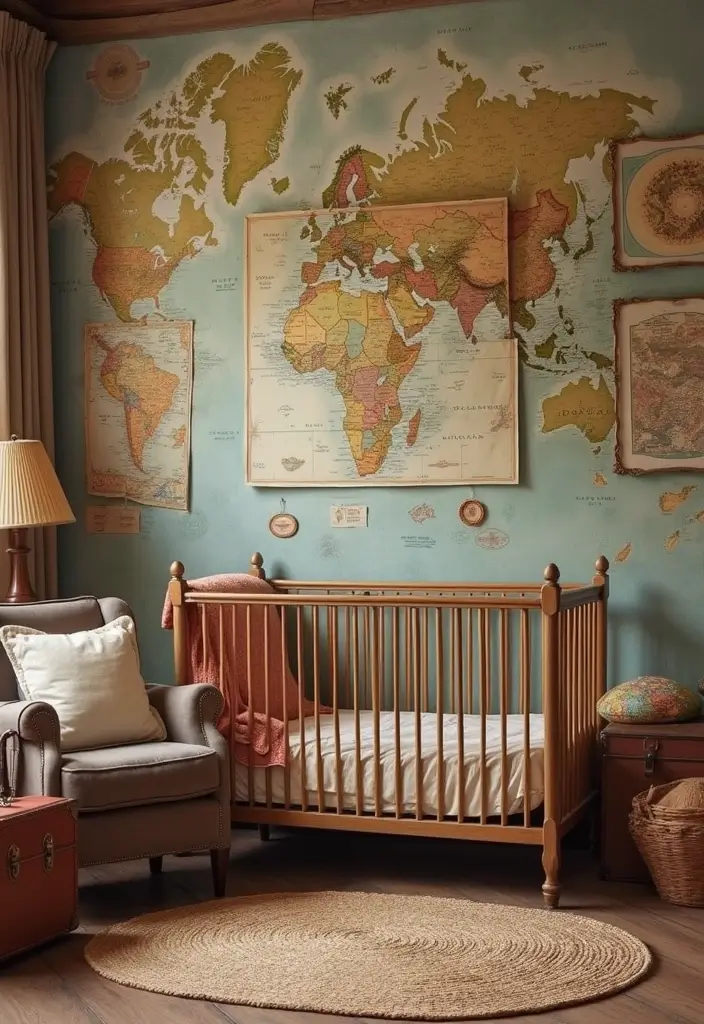 20 Adorable Girl Nursery Ideas That Will Spark Joy in Your Little One's Room! - 17. Vintage Travel
