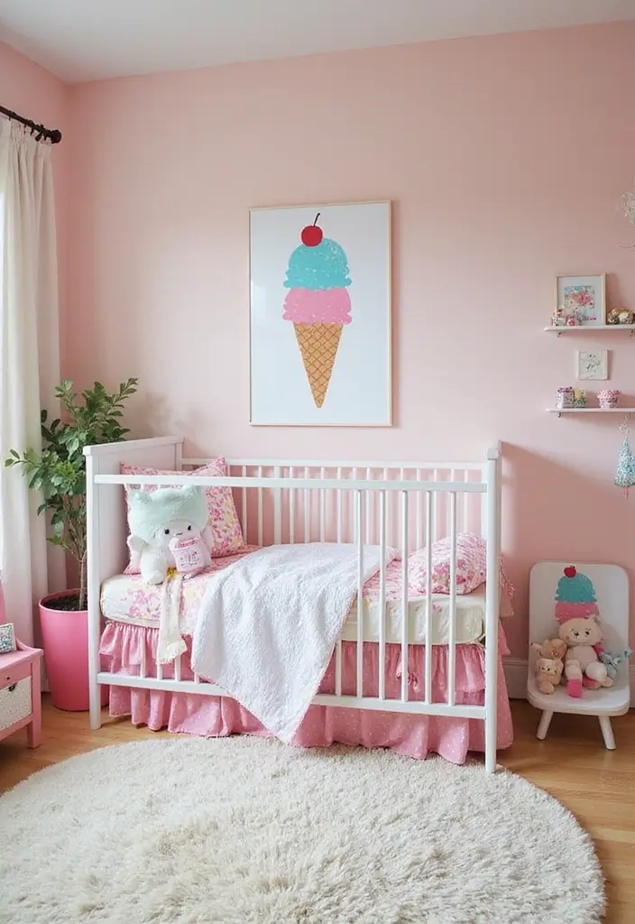 20 Adorable Girl Nursery Ideas That Will Spark Joy in Your Little One's Room! - 20. Ice Cream Dreams