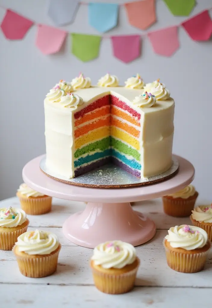 20 Rainbow-Themed First Birthday Party Ideas That Will Brighten Up Your Little One's Special Day! - 2. Rainbow Cake Smash