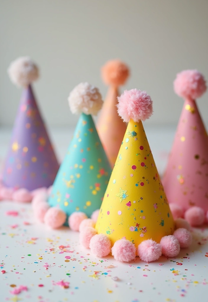 20 Rainbow-Themed First Birthday Party Ideas That Will Brighten Up Your Little One's Special Day! - 3. Colorful Party Hats