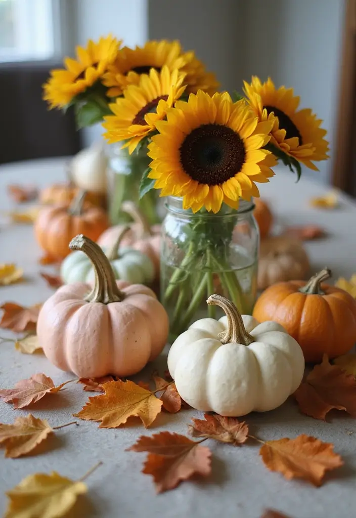 Harvest Baby Shower Ideas That Bring the Countryside Inside (Autumn Colors #6!) - 1. Pumpkin Patch Centerpieces