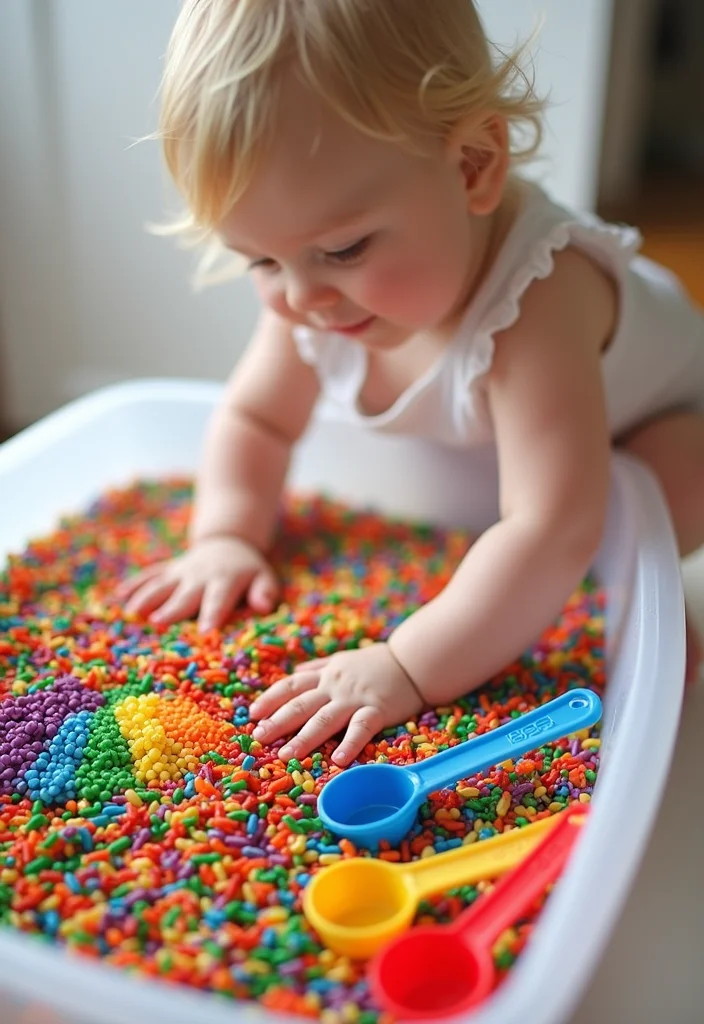 10 Genius Activities That Will Elevate Your Baby’s Brain Power (You’ll Love #3!) - 3. Rainbow Rice Play