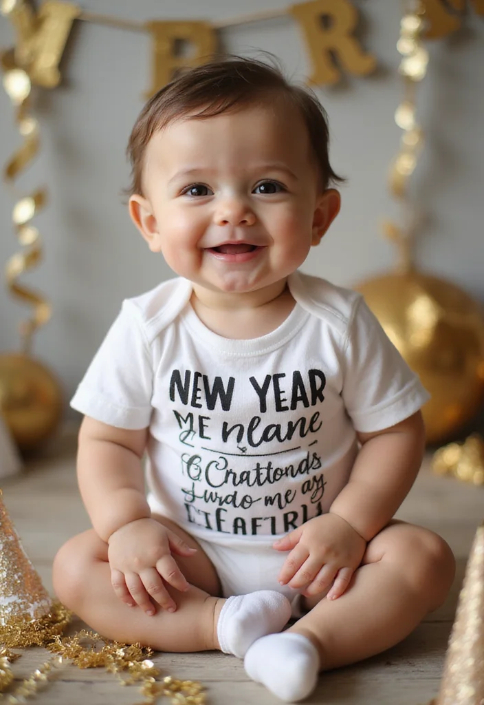 14 Crafty New Year Baby Announcement Ideas That Are Absolutely Adorable! - 6. Sparkling Onesie Announcement