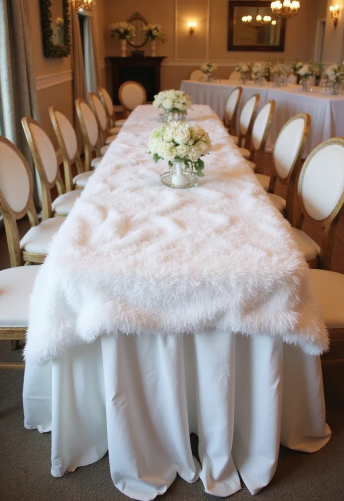 14 Stunning Winter Decor Ideas for Your Soft & Snowy Baby Shower (You’ll Want to Copy #6!) - 12. Snowy Table Runners