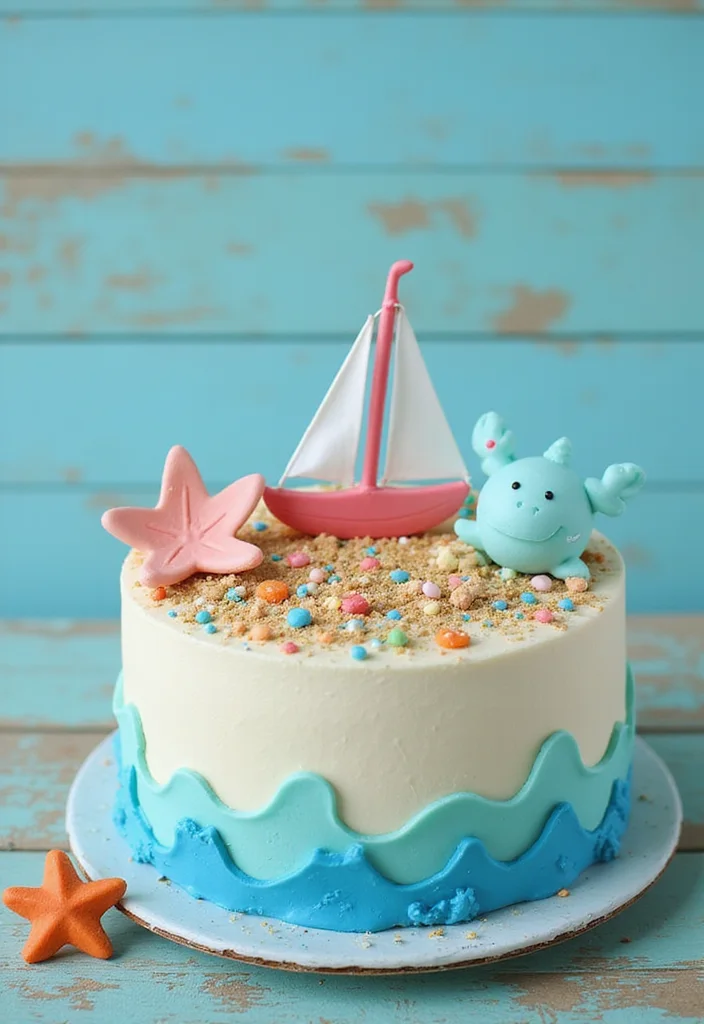 15 Coastal Baby Shower Decorations That Will Make Waves with Guests (You Won't Believe #7!) - 10. Coastal-Themed Cake Toppers
