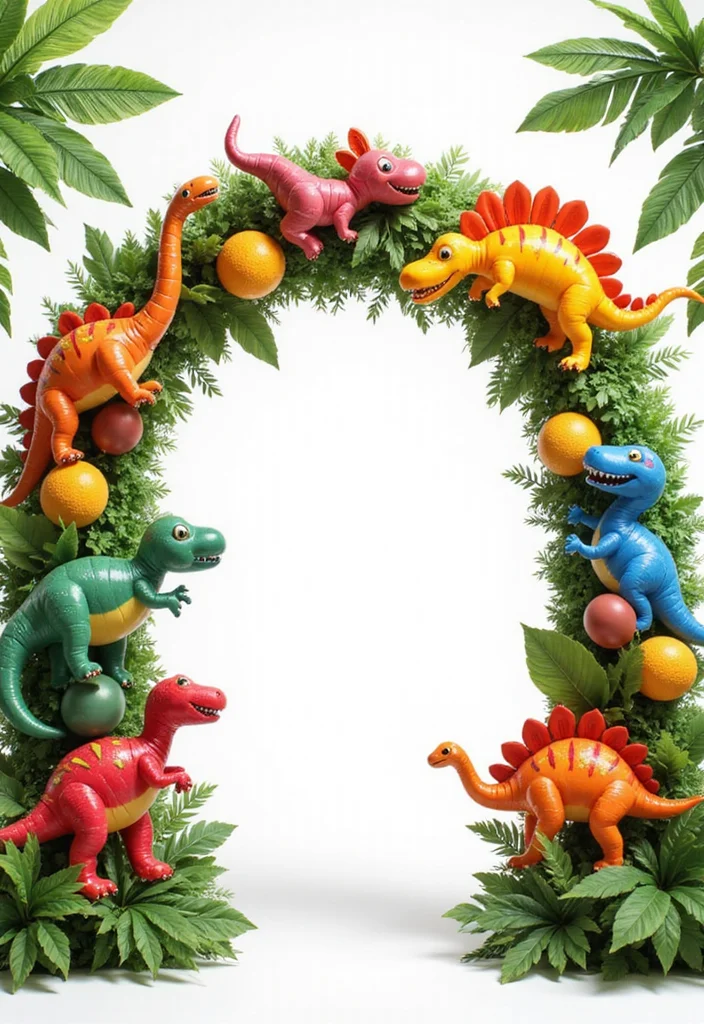 16 Unique Balloon Arch Ideas to Make Your Baby Shower Unforgettable (#8 Will Blow Your Mind!) - 11. Dinosaur Adventure
