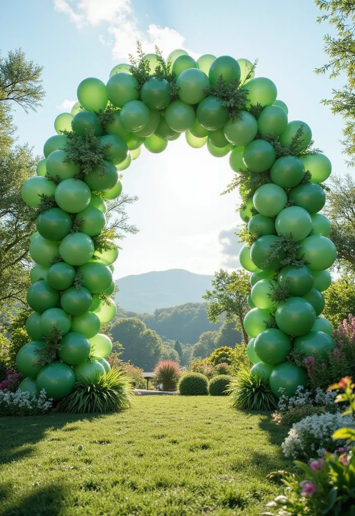 16 Unique Balloon Arch Ideas to Make Your Baby Shower Unforgettable (#8 Will Blow Your Mind!) - 2. Enchanted Garden Arch