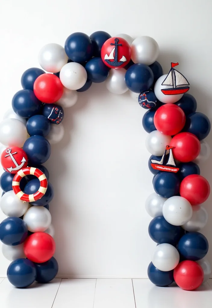16 Unique Balloon Arch Ideas to Make Your Baby Shower Unforgettable (#8 Will Blow Your Mind!) - 7. Nautical Adventure