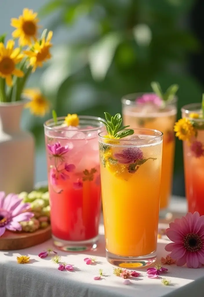 17 Floral Baby Shower Theme Ideas That Will Make Your Event Unforgettable! - 16. Floral-Themed Drink Station
