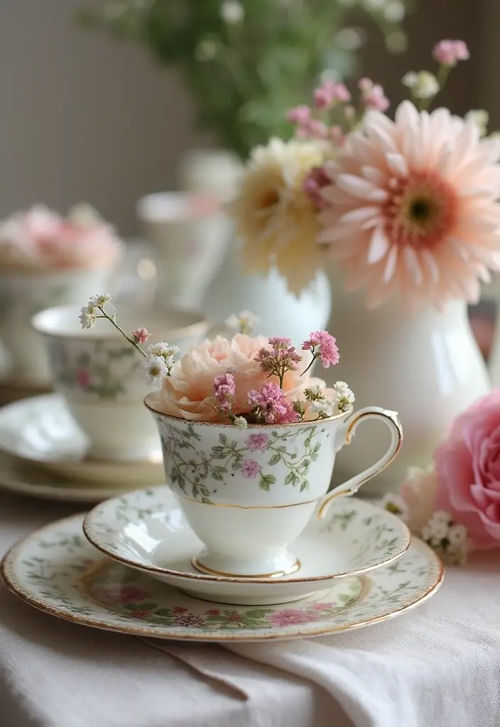 17 Floral Baby Shower Theme Ideas That Will Make Your Event Unforgettable! - 7. Floral Teacup Centerpieces
