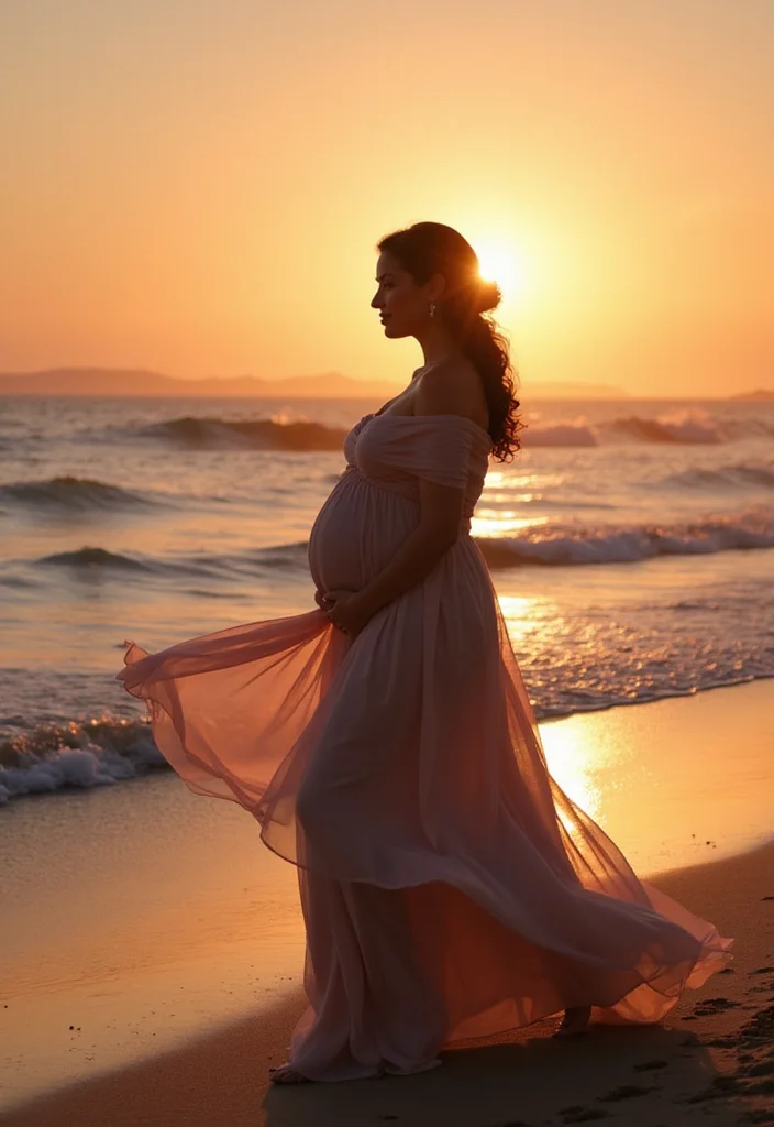 18 Gorgeous Backlit Maternity Photos That Showcase Flowing Dresses in Stunning Ways! - 13. Stunning Wraps and Shawls