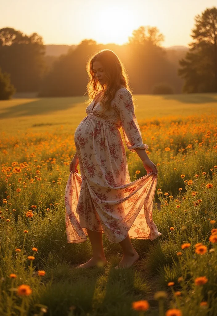 18 Gorgeous Backlit Maternity Photos That Showcase Flowing Dresses in Stunning Ways! - 3. Bohemian Vibes