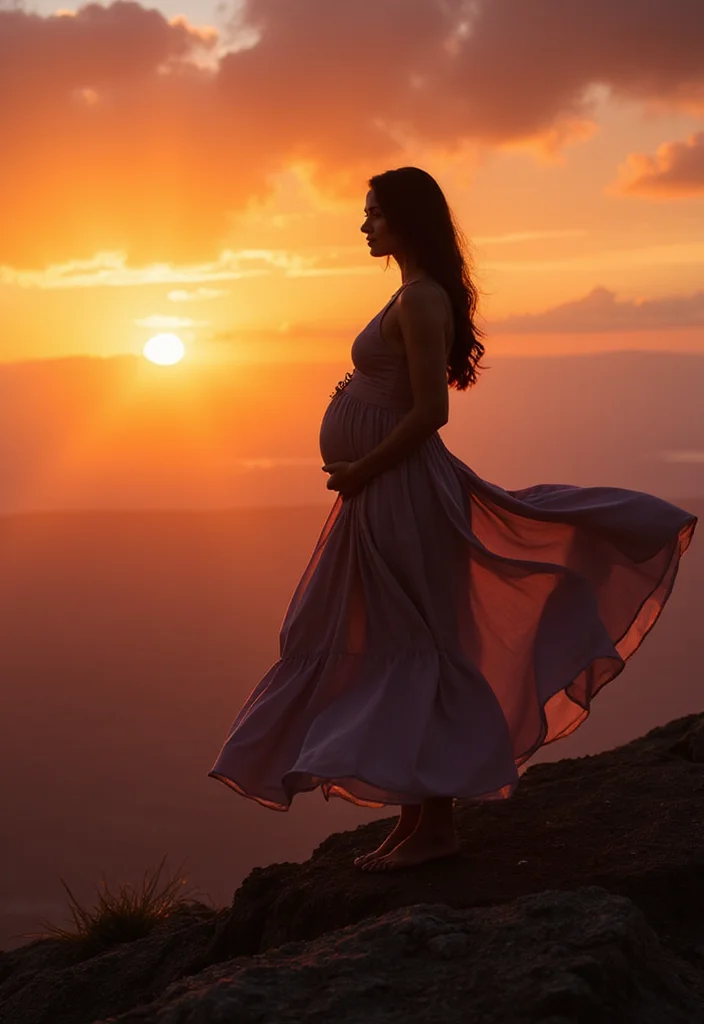 18 Gorgeous Backlit Maternity Photos That Showcase Flowing Dresses in Stunning Ways! - 7. A-Line Flow