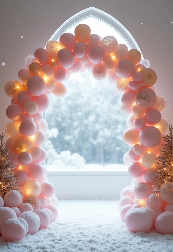18 Magical Winter Princess Decor Ideas That'll Transform Your Baby Shower! - 1. Frosted Balloon Arches