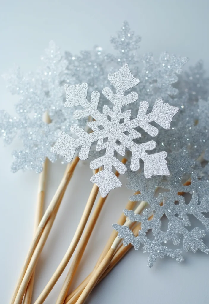 18 Magical Winter Princess Decor Ideas That'll Transform Your Baby Shower! - 11. Glittering Snowflake Wands