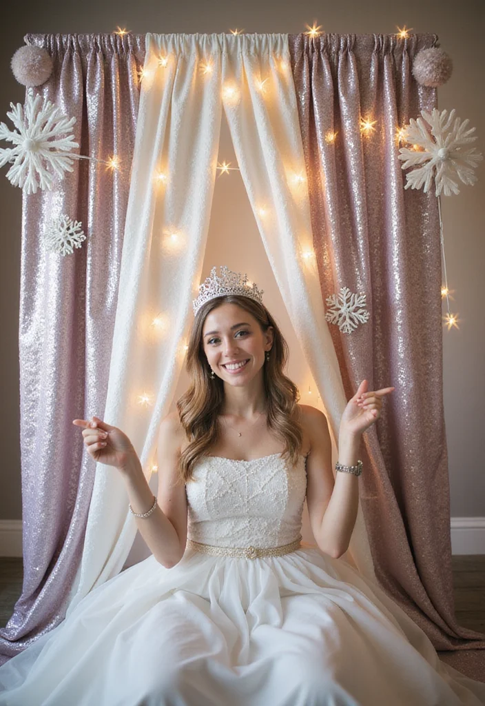 18 Magical Winter Princess Decor Ideas That'll Transform Your Baby Shower! - 13. Whimsical Winter Photo Booth