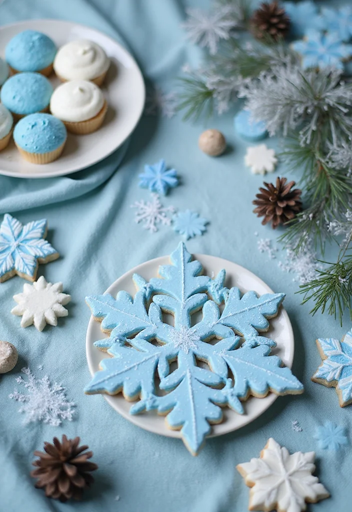 18 Magical Winter Princess Decor Ideas That'll Transform Your Baby Shower! - 7. Winter-Themed Dessert Table