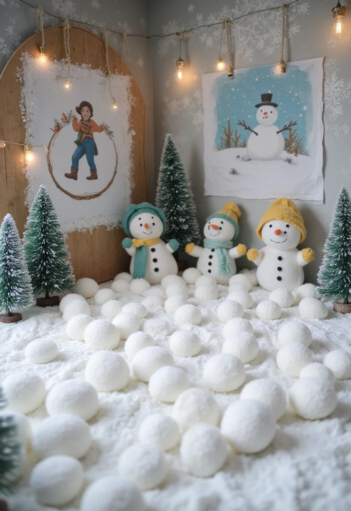 18 Magical Winter Princess Decor Ideas That'll Transform Your Baby Shower! - 8. Snowball Fight Game Corner
