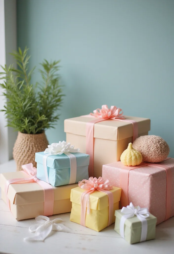 20 Stunning Decorating Ideas for Your Virtual Baby Shower (Guests Will Be Amazed!) - 18. Unique Baby Gifts Display