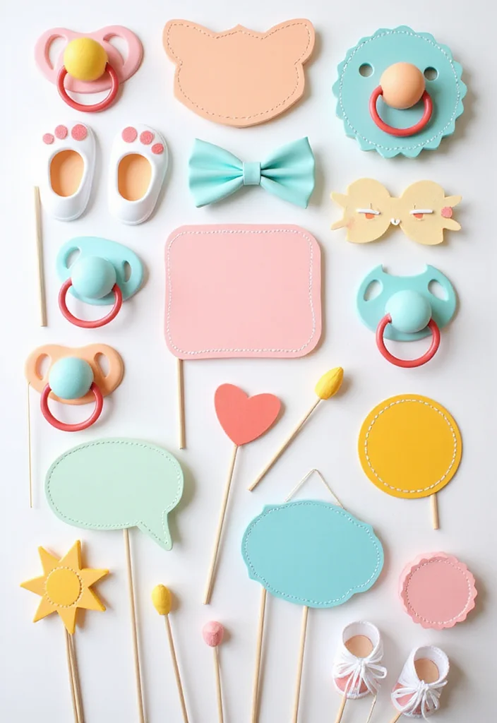 20 Stunning Decorating Ideas for Your Virtual Baby Shower (Guests Will Be Amazed!) - 5. Fun Photo Booth Props