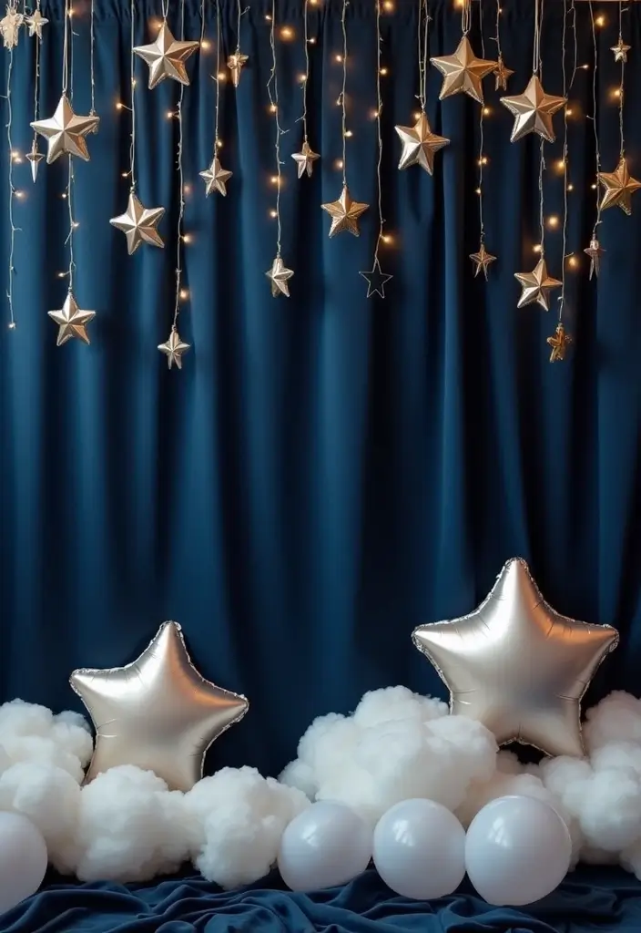 20 Twinkle Twinkle Little Star Baby Shower Ideas That Will Make You Shine Bright! - 3. Twinkling Star Backdrop