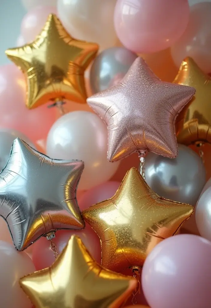 20 Twinkle Twinkle Little Star Baby Shower Ideas That Will Make You Shine Bright! - 4. Glittering Star Balloons
