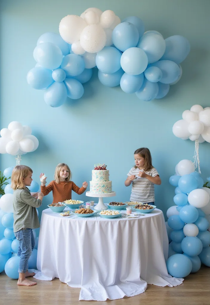 20 Whimsical Baby Birthday Inspirations with Clouds, Stars & Balloons (You’ll Love #3!) - 11. Dreamy Balloon Clouds