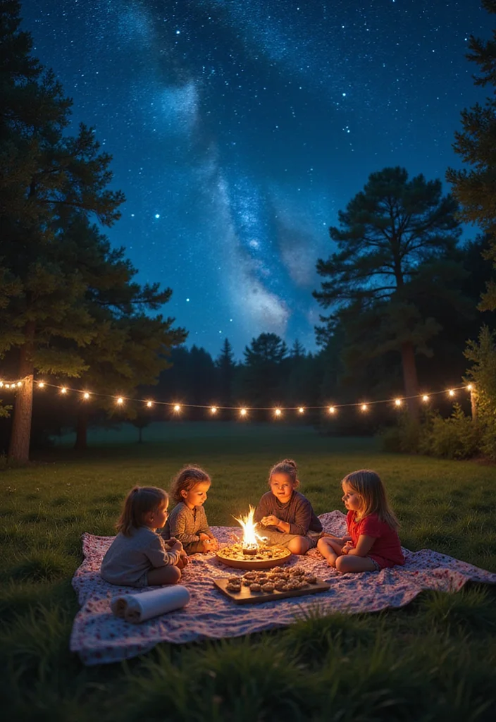 20 Whimsical Baby Birthday Inspirations with Clouds, Stars & Balloons (You’ll Love #3!) - 18. Starry Night Picnic