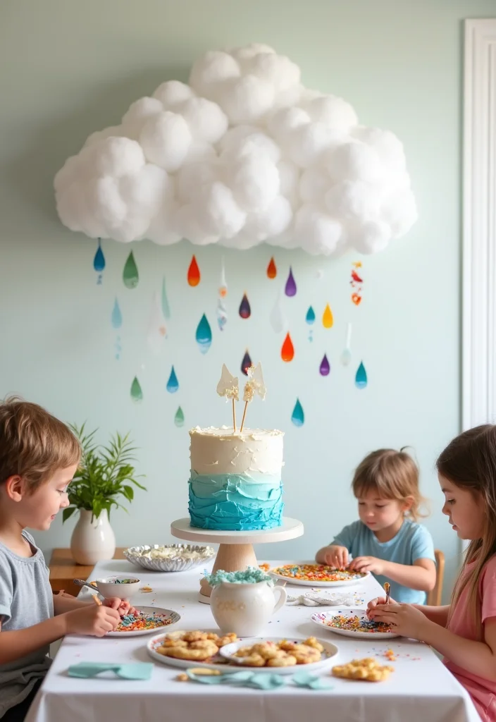 20 Whimsical Baby Birthday Inspirations with Clouds, Stars & Balloons (You’ll Love #3!) - 7. Cloudy with a Chance of Fun