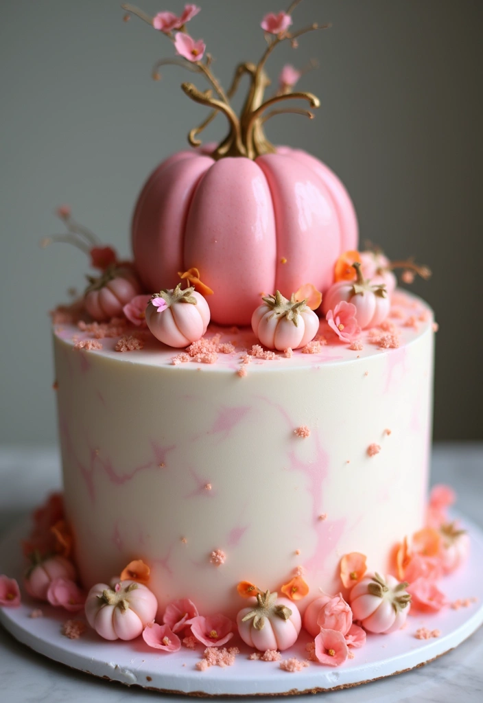 21 Cute Pink Pumpkin Baby Shower Ideas That Will Steal the Show (Especially #8!) - 13. Themed Cake Toppers