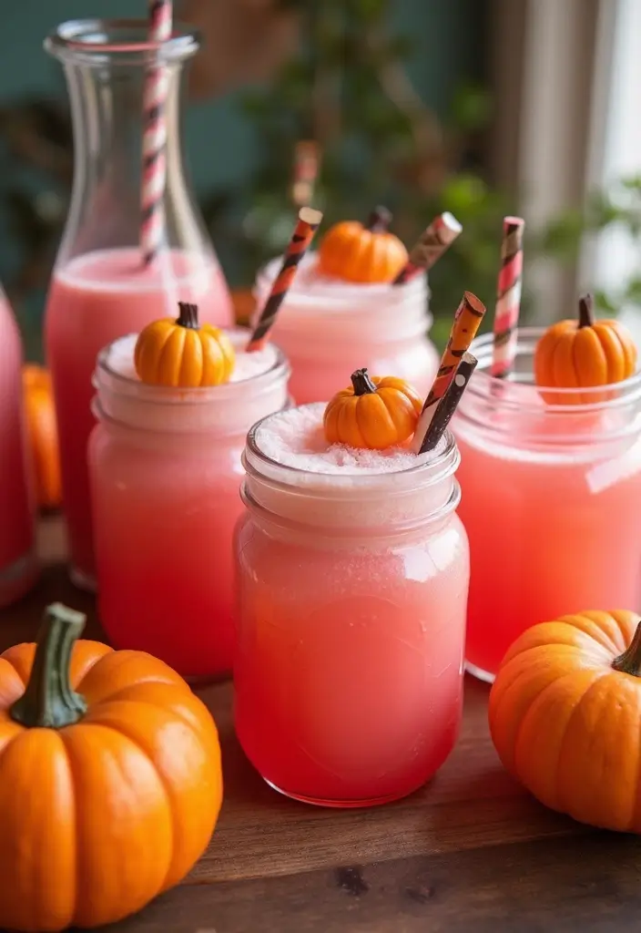 21 Cute Pink Pumpkin Baby Shower Ideas That Will Steal the Show (Especially #8!) - 16. Pink Pumpkin Themed Drinks