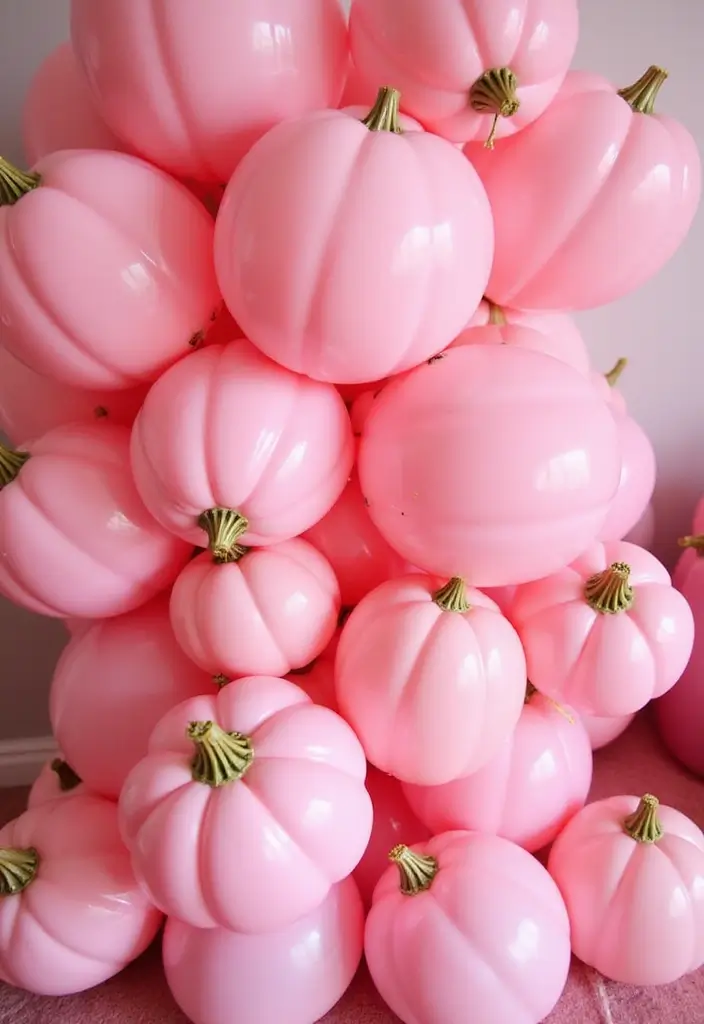 21 Cute Pink Pumpkin Baby Shower Ideas That Will Steal the Show (Especially #8!) - 4. Pink Pumpkin Balloon Decor