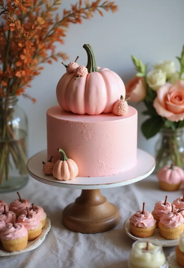 21 Cute Pink Pumpkin Baby Shower Ideas That Will Steal the Show (Especially #8!) - 7. Pink Pumpkin Cake
